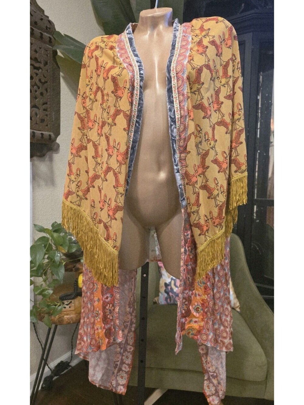 Ivy Jane Kimono Duster Jacket Style 141031 Made in USA Boho Large